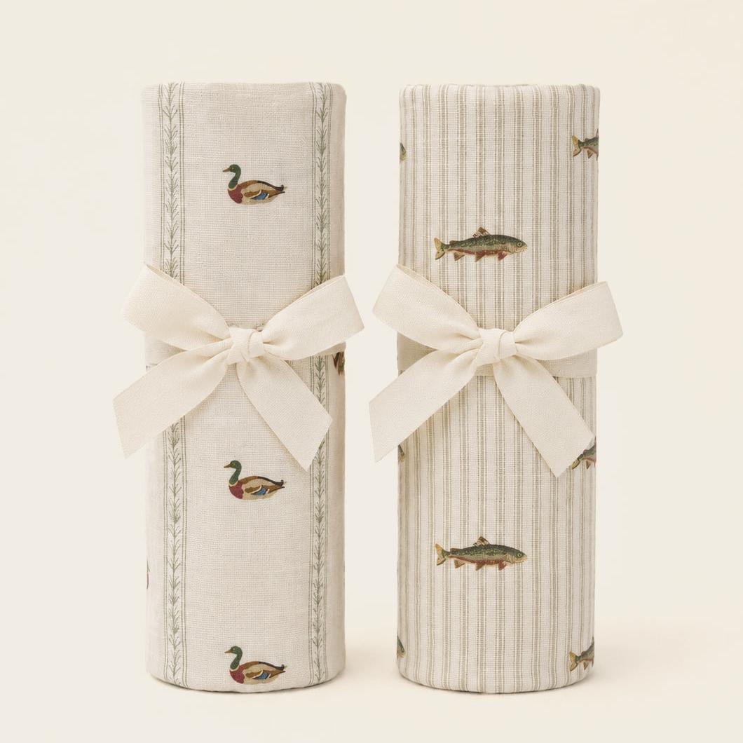 Oilo Mallard Duck & Trout | Muslin Swaddle Blanket Set