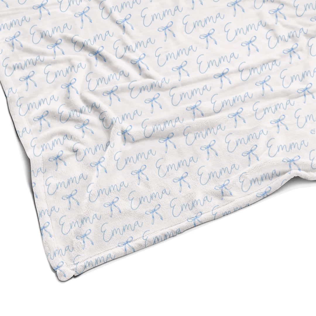 Sugar + Maple Plush Minky Fleece Personalized Blanket | Ballerina Bows