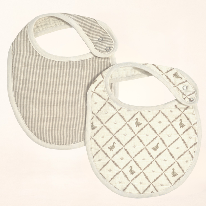 Oilo Bears & Butter Yellow Ducks | Premium Muslin Bib 2-Pack