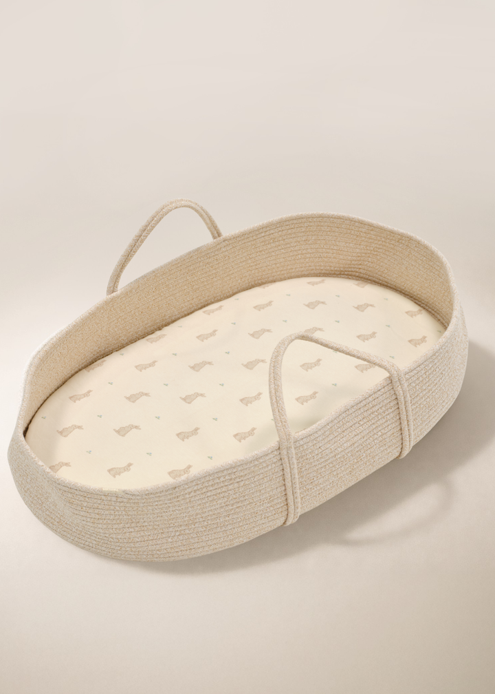 Oilo Bunny | Convertible Moses Basket Sheet & Extra Small Changing Pad Cover