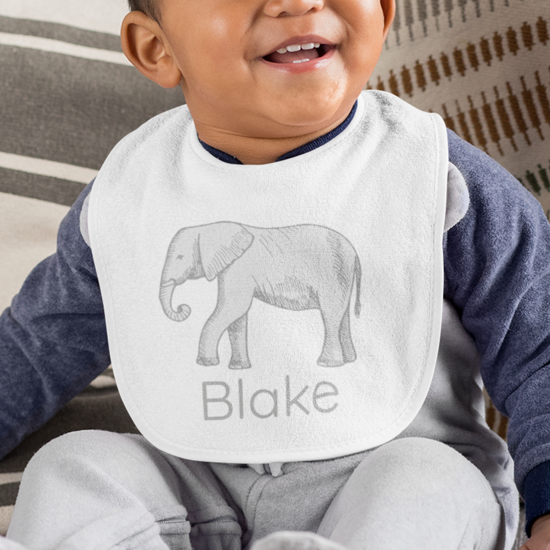 Sugar + Maple Personalized Bib | Elephant
