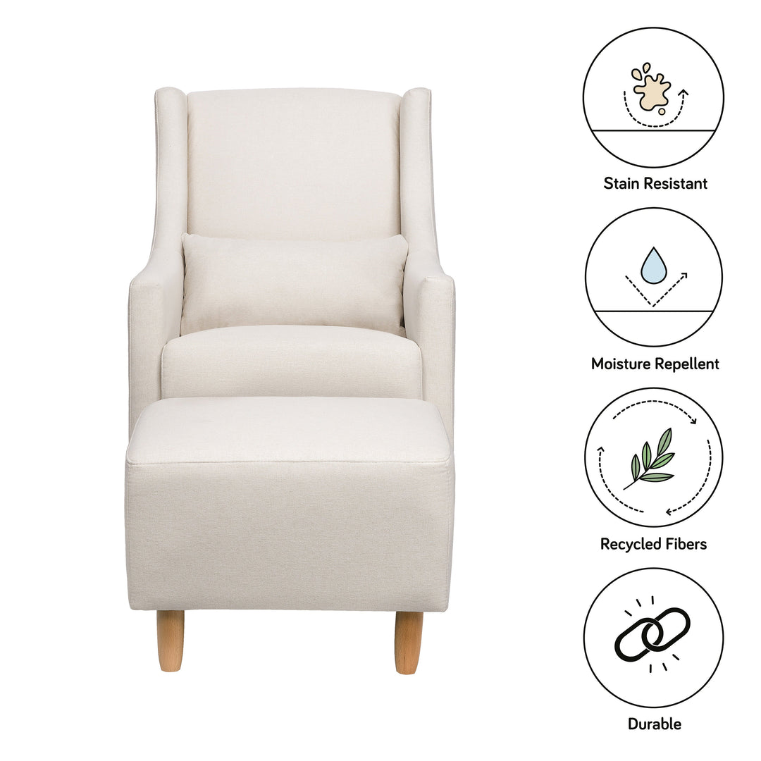 Babyletto Toco Swivel Glider and Ottoman in Eco-Performance Fabric | Water Repellent & Stain Resistant