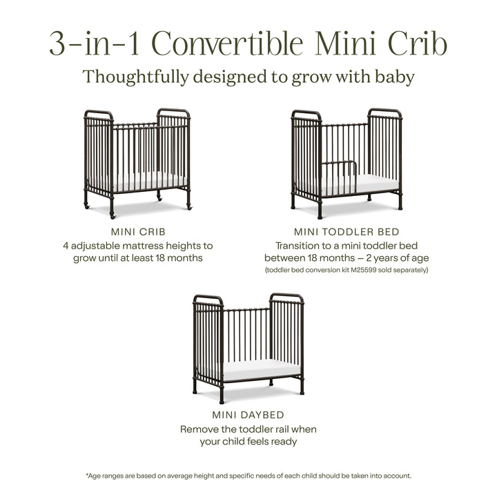 Namesake Abigail 3-in-1 Convertible Mini Crib