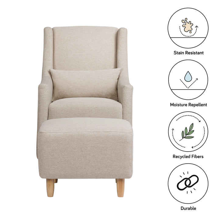 Babyletto Toco Swivel Glider and Ottoman in Eco-Performance Fabric | Water Repellent & Stain Resistant