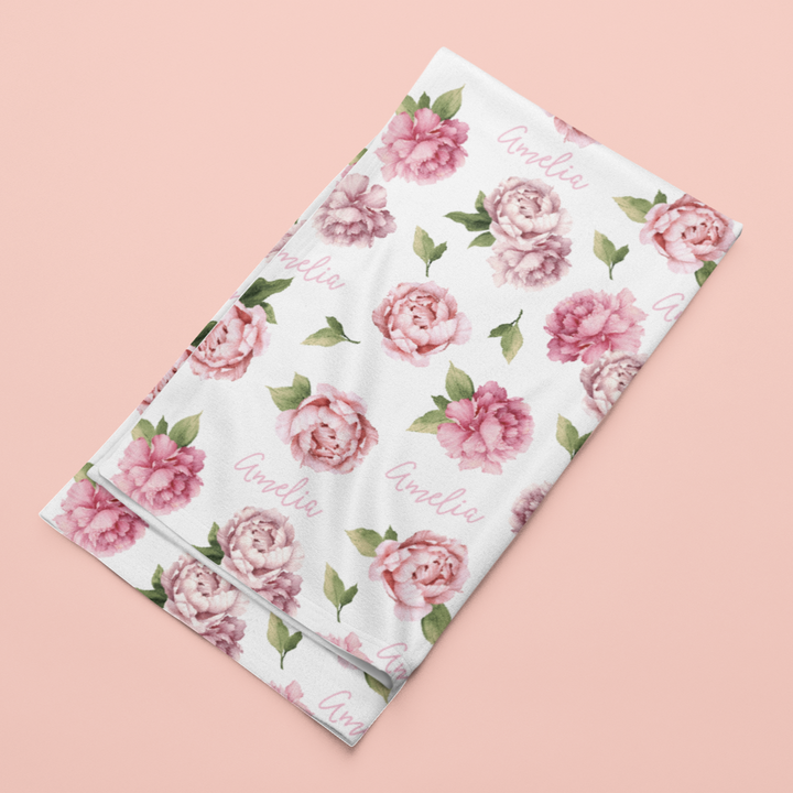 Sugar + Maple Stretchy Blanket | Peonies