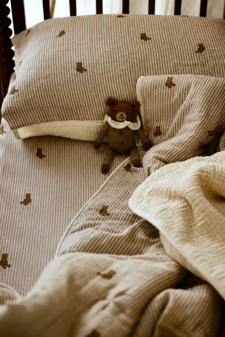 Oilo Bear | Premium Muslin Crib Quilt & Sham Set