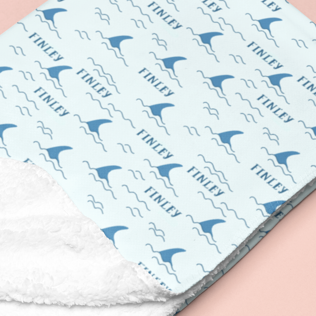 Sugar + Maple Sherpa-Lined Personalized Blanket | Shark Fin