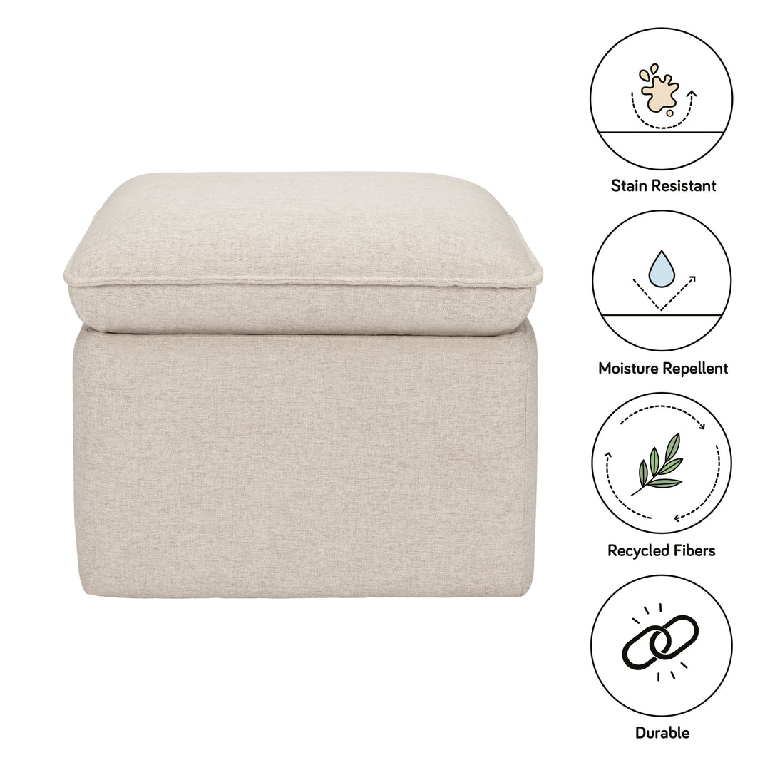 Babyletto Cali Storage Ottoman in Eco-Performance Fabric | Water Repellent & Stain Resistant