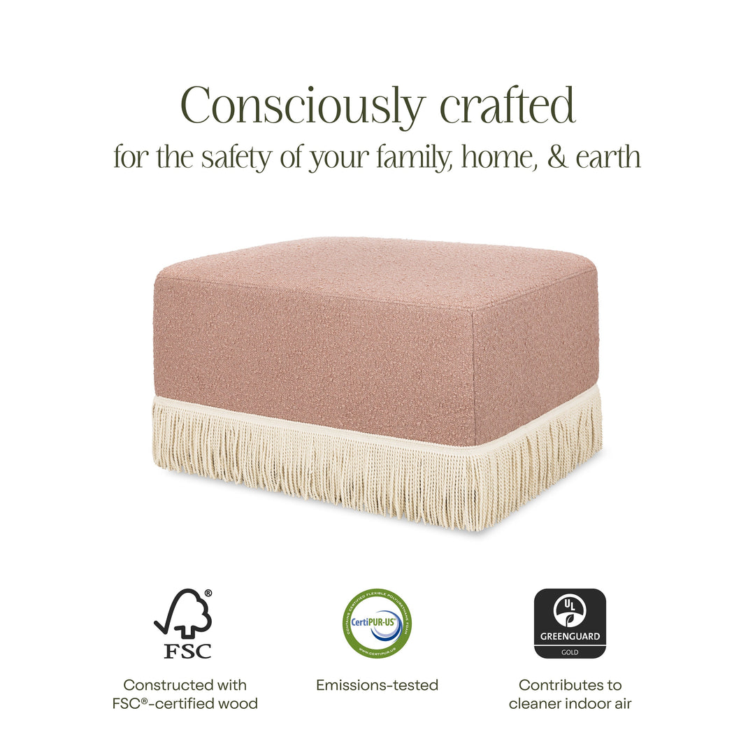 Namesake Crawford Gliding Ottoman | Boucle with Tassel Fringe