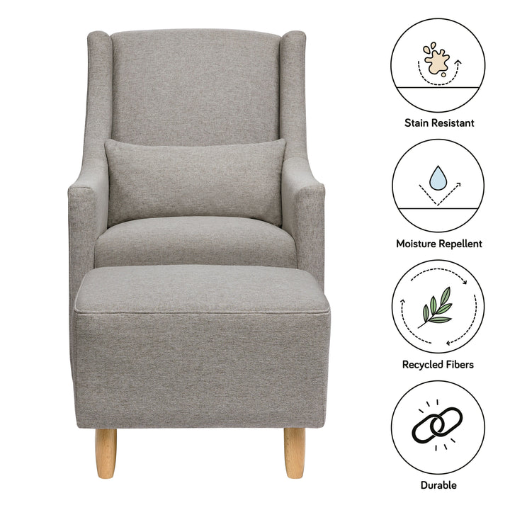 Babyletto Toco Swivel Glider and Ottoman in Eco-Performance Fabric | Water Repellent & Stain Resistant