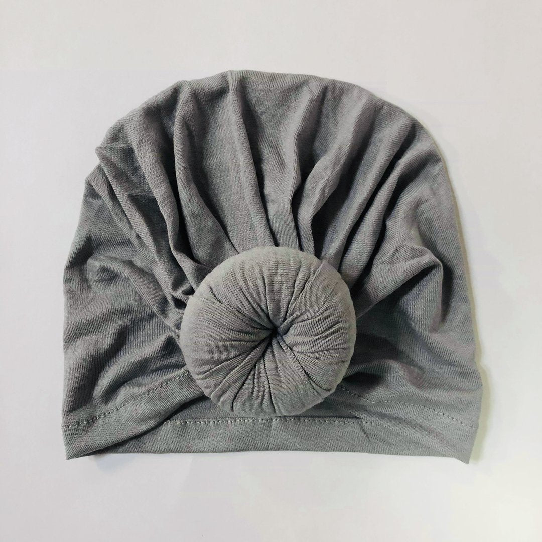 Sugar + Maple Baby Top Knot Hat - Silver