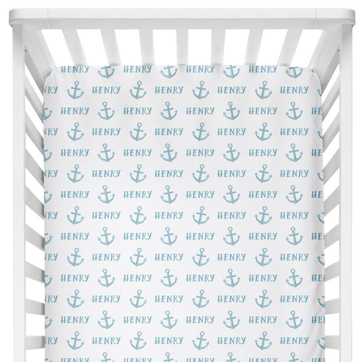 Sugar + Maple Crib Sheet - Anchor Blue