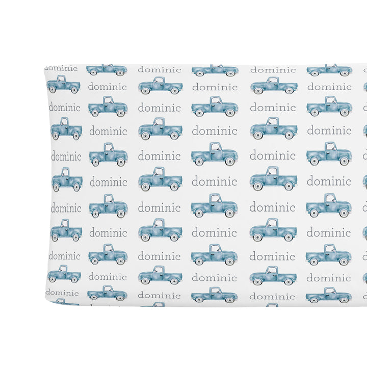 Sugar + Maple Changing Pad Cover - Truck Blue