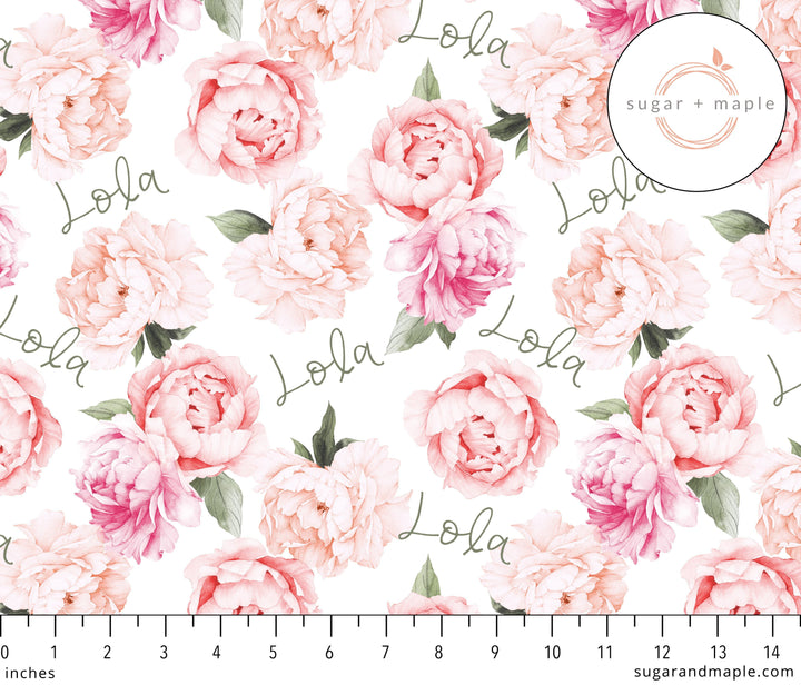 Sugar + Maple Large Blanket & Hat Set - Peach Peony Blooms