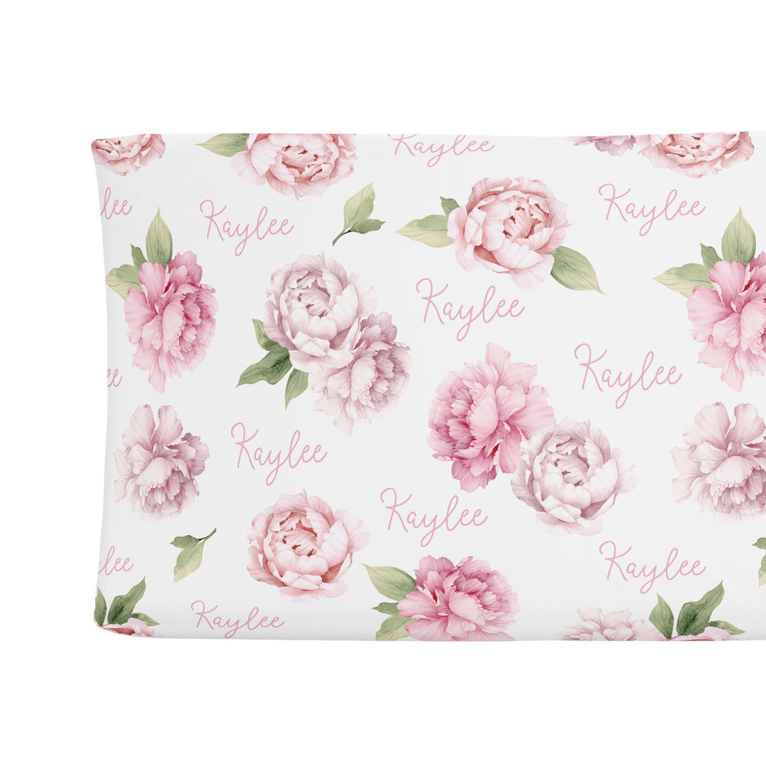 Sugar + Maple Changing Pad Cover - Pink Peonies