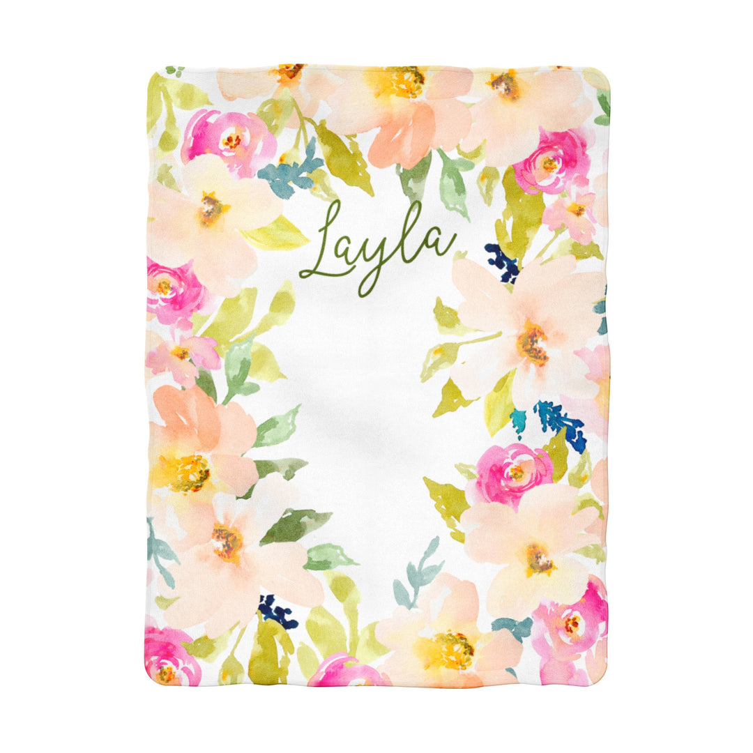 Sugar + Maple Garden Floral Frame Milestone Blanket - Personalized